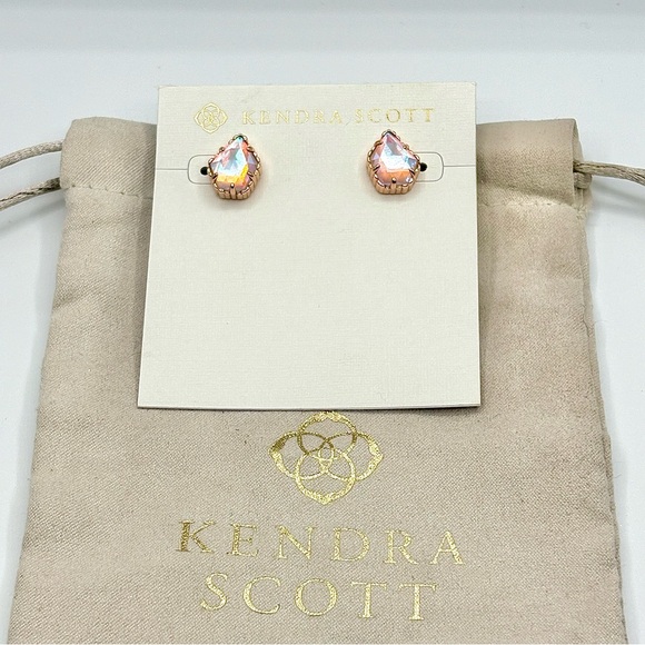 Kendra Scott Tessa Dichroic Glass Rose Gold Stud Earrings - Picture 6 of 8